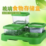 包邮Green Sprouts小绿芽可微波冷藏保鲜玻璃塑料储存盒辅食盒4格