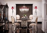 罗曼迪卡家具古琦系列黑檀色大理石圆餐桌T1705圆餐台椅组合