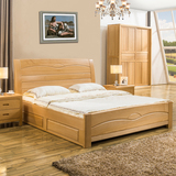 家具实木床全榉木床双人床单人床储物高箱大床1.5米1.8米婚床