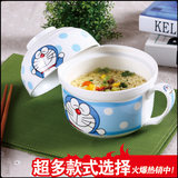 创意日式陶瓷碗卡通可爱大号拉面方便面泡面碗泡面杯餐具带盖勺筷