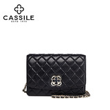 cassile 新款女士菱格链条包进口羊皮斜挎包欧美锁扣小香风包包