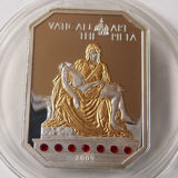 【海宁潮】库克2009年梵蒂冈宗教系列圣母怜子像镶嵌镀金异形银币