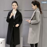 【清仓】2016款韩版夹棉羊毛呢外套女加厚中长款修身显瘦羊绒外套