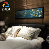 三彩鱼 梵高卧室床头背景墙画长条装饰画有框画单幅现代简约油画