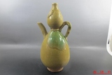 保真古玩古董古瓷器 宋代耀州窑瓷器 浮雕葫芦叶片绿斑葫芦瓶执壶
