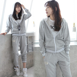 2015新款韩版休闲运动套装秋冬女学生装宽松大码运动服班服两件套