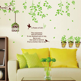 小清新墙贴绿色花藤鸟笼客厅沙发电视背景墙装饰卧室床头贴纸贴画