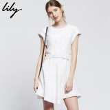 Lily2016夏装新款女装欧美显瘦大裙摆纯色短裙连衣裙115220J7507