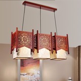 现代简约中式吊灯仿古羊皮实木餐厅灯复古典过到灯创意茶楼吊灯具