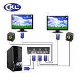 CKL正品一分二VGA视频分配器 vga1分2 1进2出显示器分屏器 带音频