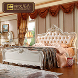 欧式床双人床 法式白色实木雕花高箱床1.8米田园公主真皮床婚床