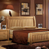 实木床全实木双人床 现代中式储物床 1.5米1.8米加厚橡木新品特价