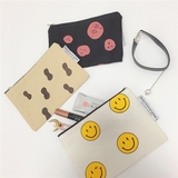 CIYEBABY 韩国订单chic 笑脸趣味可爱帆布化妆包 手拿包拉链小包