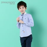 吉姆吉米 儿童衬衫 男孩纯棉长袖衬衣大男童长袖纯棉衬衣学生上衣