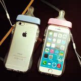 奶瓶奶嘴带挂绳 iPhone6Plus手机壳 苹果5s可爱TPU透明手机套批发