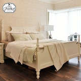 美式全实木双人床1.5米1.8米  卧室欧式白色烤漆 田园原木婚床