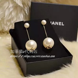 欧洲专柜代购正品chanel香奈儿长款女大小珍珠双C耳钉耳线A85160