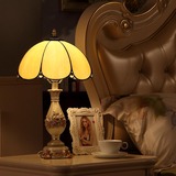 宜轩欧式现代简约卧室床头灯琉璃艺术结婚台灯复古创意公主房台灯