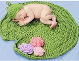 青蛙王子帽+荷叶毯 儿童手工帽子宝宝帽编织大花朵婴儿帽 190g