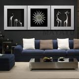 玛雅语浮雕画 客厅沙发背景墙现代装饰画 纯手工雕刻画象树鹿挂画