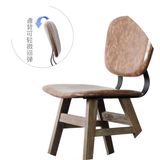 北欧实木餐厅椅 简约美式椅子咖啡厅桌椅 Loft铁木家具酒吧皮质椅