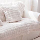 纯色布艺毛绒沙发垫四季沙发巾皮沙发防滑坐垫加厚米白色粉色咖色