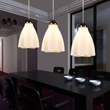 现代简约玻璃餐厅吊灯LED个性餐吊灯 创意圆形酒吧台餐桌灯饰三头