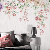 温馨卧室背景墙壁纸 花卉电视墙纸 简约欧式大型壁画 婚房墙布
