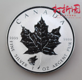 [转卖]2016年加拿大狼枫叶精制银币.枫叶狼银币.1盎司狼