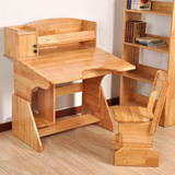 学习桌椅套装实木可升降 小学生护童木质书桌橡胶木写字桌子儿童