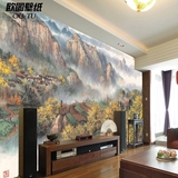 中式山水风景图大型壁画客厅沙发背景墙纸电视壁纸卧室无纺布