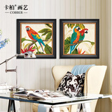 卡柏 鹦鹉 经典美式风格壁画创意家居客厅装饰画动物挂画版画
