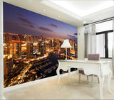 大型壁画墙纸客厅沙发墙电视客厅3D立体壁画城市夜景3D电视背景墙