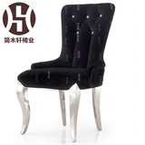 不锈钢欧式餐椅 绒布鳄鱼皮真皮面定制餐厅酒店工程奢华新款餐椅
