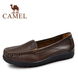 Camel骆驼女鞋2015秋季新款头层牛皮休闲单鞋套脚透气鞋A1314021