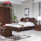 纯北美黑胡桃木实木床 现代简约双人床1.8米1.5米卧室家具储物箱