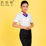 中国移动工作服女夏套装 短袖衬衫女职业套裙工装 移动制服女衬衣