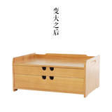 民艺日式木质实木家用办公桌面化妆品收纳盒抽屉式首饰文具储物箱