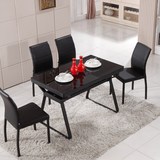 长方形钢化玻璃餐桌 餐台6人餐桌椅组合 小户型吃饭桌子双层简约