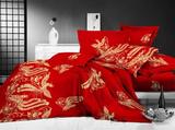 大红婚庆宽2.5米高支高密丝光纯棉床品布料可定做床单被罩四件套