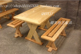 loft工业风全木餐桌椅北欧原木咖啡桌椅 实木工作桌 书桌椅办公桌