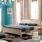 御品工匠 全橡木现代简约实木床 欧式双人床纯实木床卧室家具白色