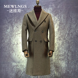 Mewlngs秋冬青年男士风衣英伦长款外套超长加长呢子大衣修身潮男