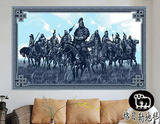新款蒙古国纯羊毛（成吉思汗与将士）客厅书房挂毯壁毯1.2*2米