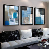 蓝色印象现代抽象画客厅简约装饰画三联画北欧风格挂画卧室餐厅画