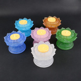 佛教用品古法琉璃莲子组合烛台 琉璃莲花酥油灯座 供佛灯供座供碗