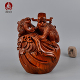 花梨木母子猴子摆件 实木雕 刻工艺品摆件代代封侯 红木动物摆件