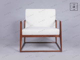 新中式禅意单人沙发椅样板房卧房休闲沙发椅子现代中式实木沙发椅