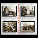 老上海黑白照片酒吧餐咖啡馆饭店农家乐餐厅装饰画实木边框画