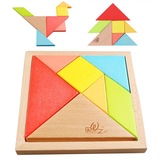 大号七巧板积木 木质拼图拼板儿童益智玩具 幼儿园教育开学礼物